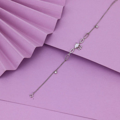 Trendy Silver Anklet for Girls | Sparkling Crystal & Charm Payal