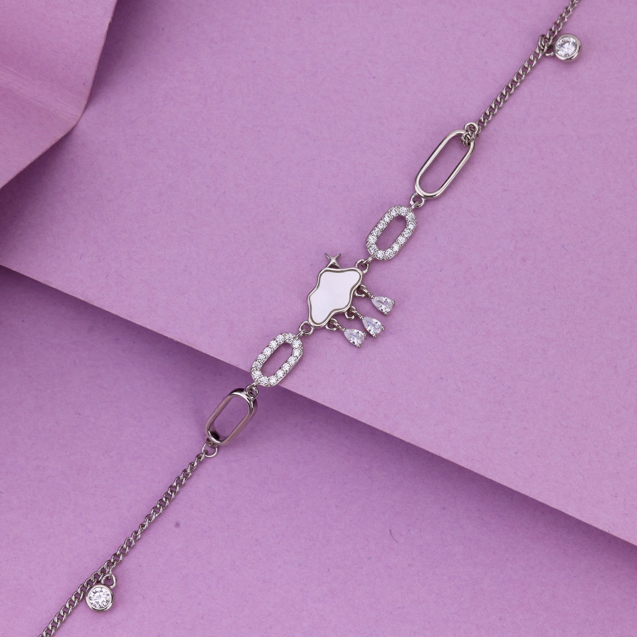 Trendy Silver Anklet for Girls | Sparkling Crystal & Charm Payal