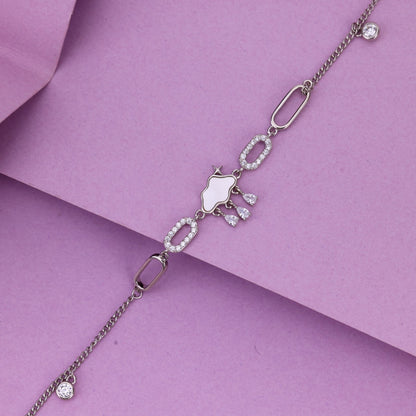 Trendy Silver Anklet for Girls | Sparkling Crystal & Charm Payal