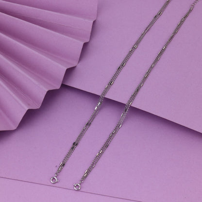 92.5 Silver Triple-Chain Anklet | Elegant Layered Payal