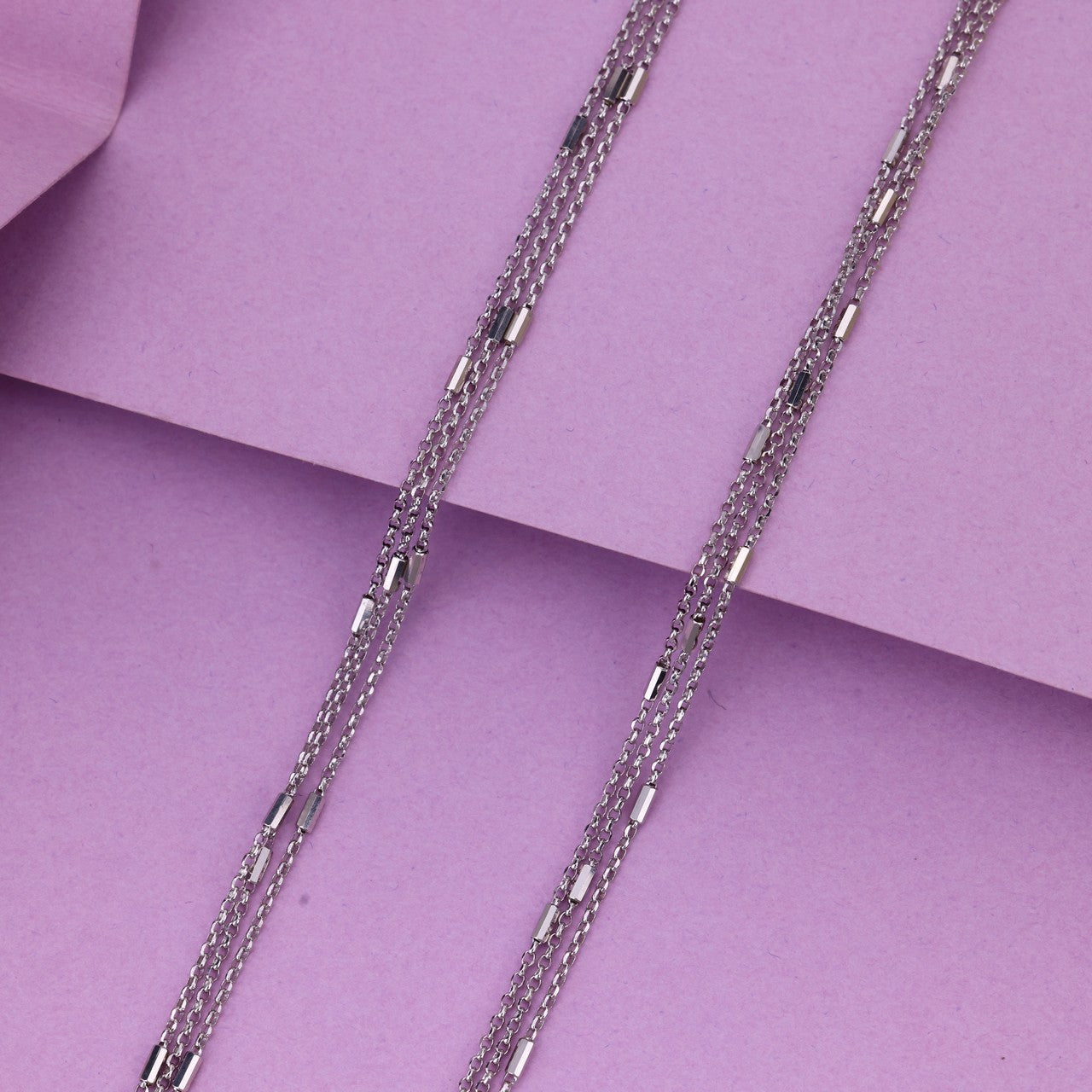 92.5 Silver Triple-Chain Anklet | Elegant Layered Payal