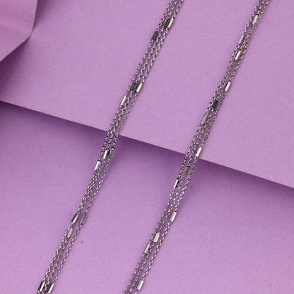 92.5 Silver Triple-Chain Anklet | Elegant Layered Payal