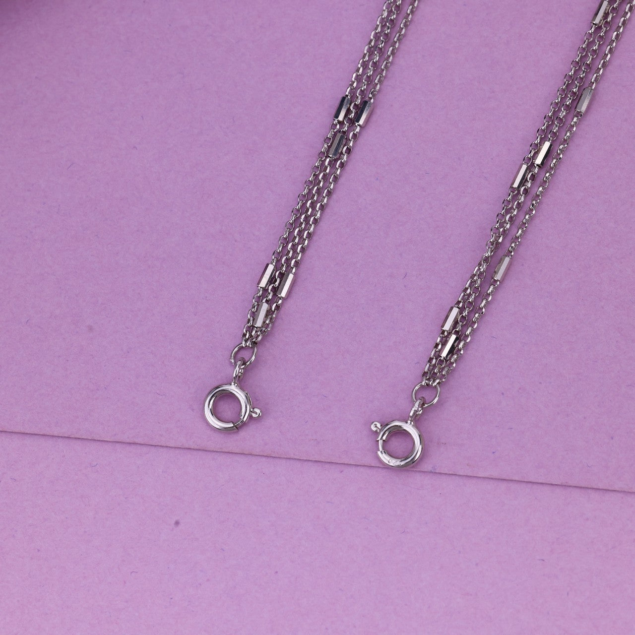 92.5 Silver Triple-Chain Anklet | Elegant Layered Payal