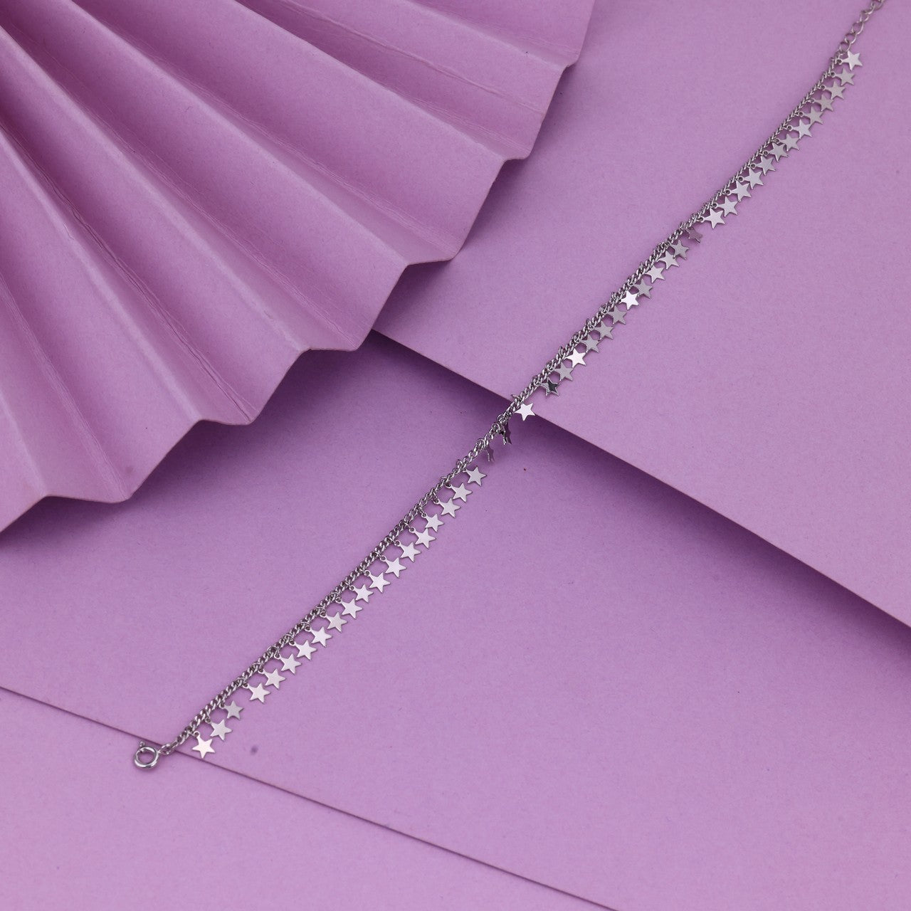Silver Star Chain Anklet for Girls | Lightweight Daily Wear