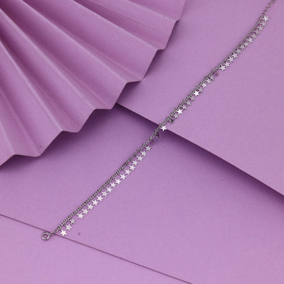 Silver Star Chain Anklet for Girls | Lightweight Daily Wear
