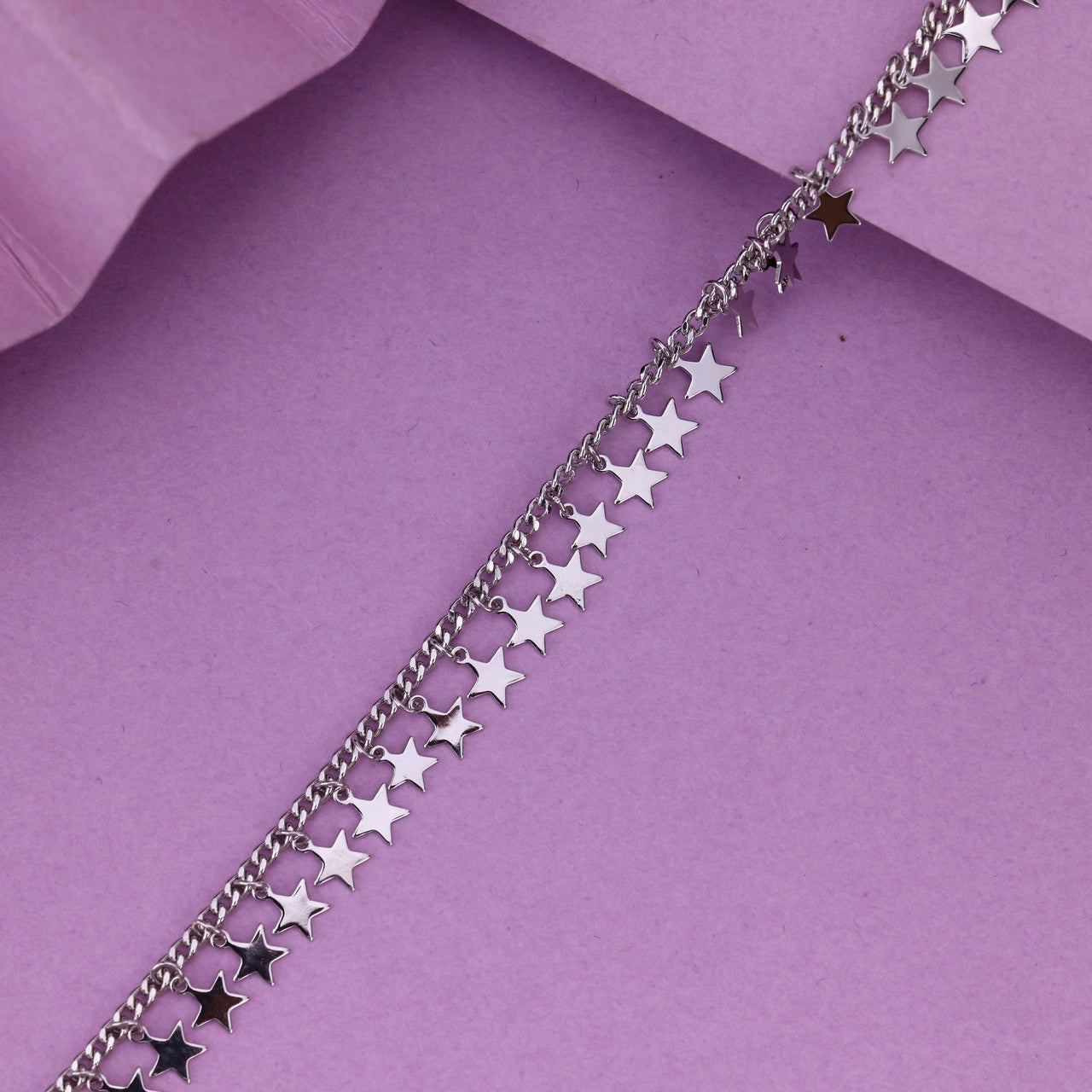 Silver Star Chain Anklet for Girls | Lightweight Daily Wear