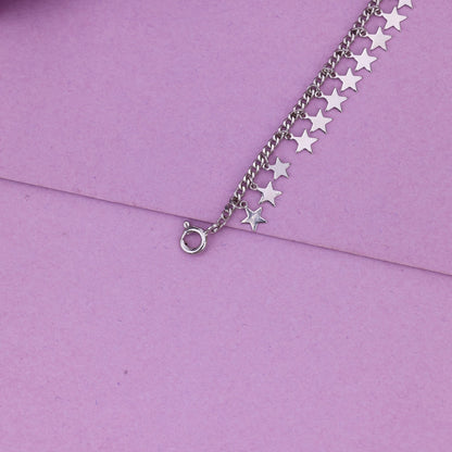 Silver Star Chain Anklet for Girls | Lightweight Daily Wear