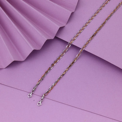 92.5 Sterling Silver Tri-Chain Anklet | Rose & Silver Multi-Line Designer Payal