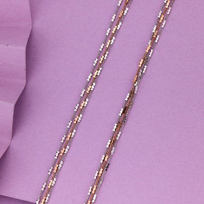 92.5 Sterling Silver Tri-Chain Anklet | Rose & Silver Multi-Line Designer Payal