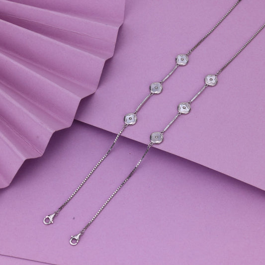 925 Sterling Silver Mother of Pearl Anklet for Women – Floral MOP Payal with Elegant Detailing