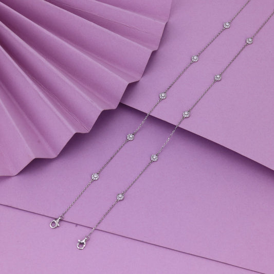 Delicate CZ Studded Silver Anklet For Women- Sterling Silver