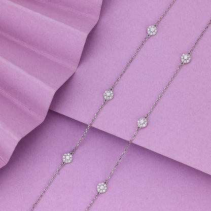 Delicate CZ Studded Silver Anklet For Women- Sterling Silver