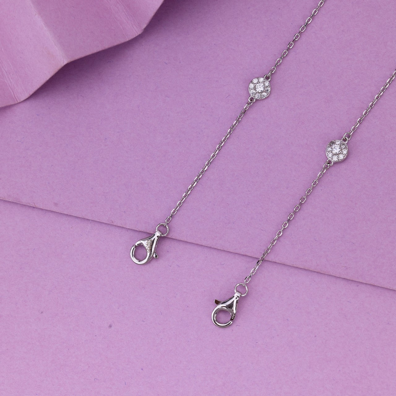 Delicate CZ Studded Silver Anklet For Women- Sterling Silver