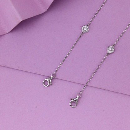 Delicate CZ Studded Silver Anklet For Women- Sterling Silver