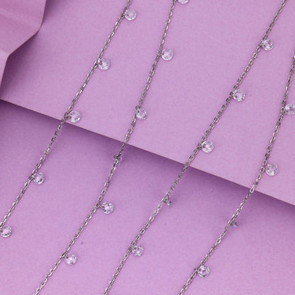 Minimal Silver Anklet with Crystal Beads | Elegant Payal for Women & Girls