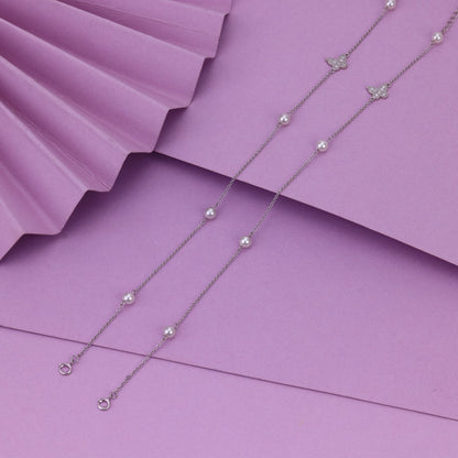 Silver Butterfly Anklet with Pearls | Stylish Payal for Women & Girls