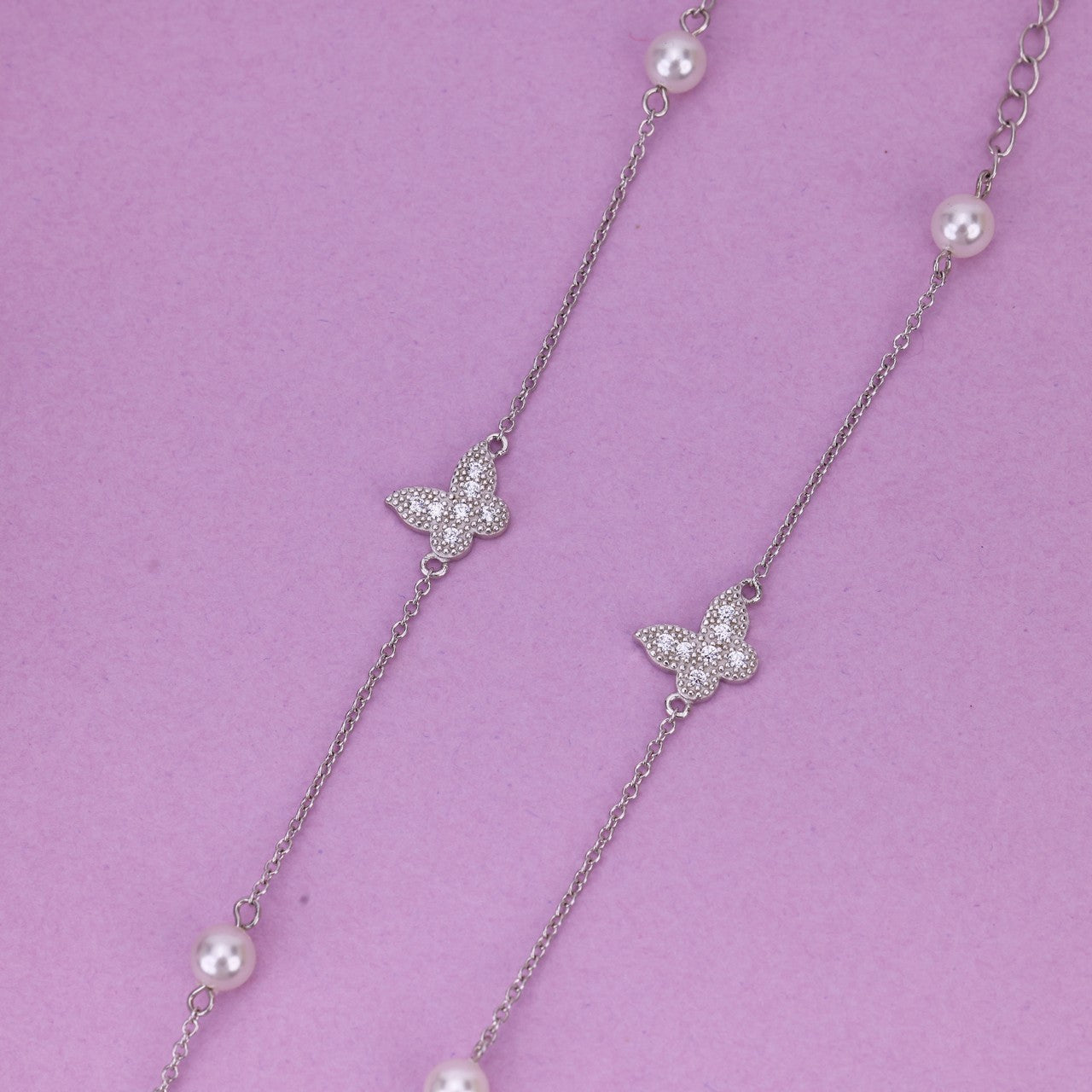 Silver Butterfly Anklet with Pearls | Stylish Payal for Women & Girls