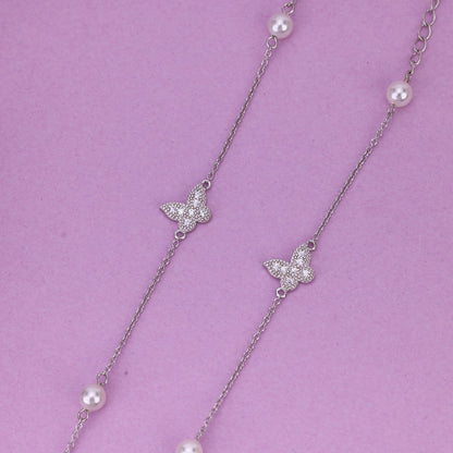 Silver Butterfly Anklet with Pearls | Stylish Payal for Women & Girls