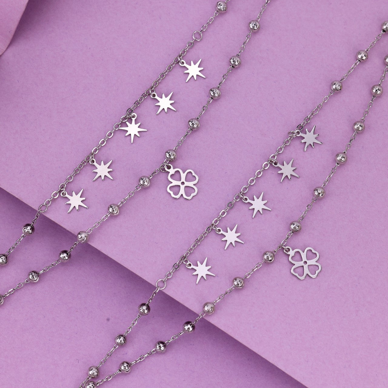 Sterling Silver Starburst Anklet | Modern Women's Jewellery