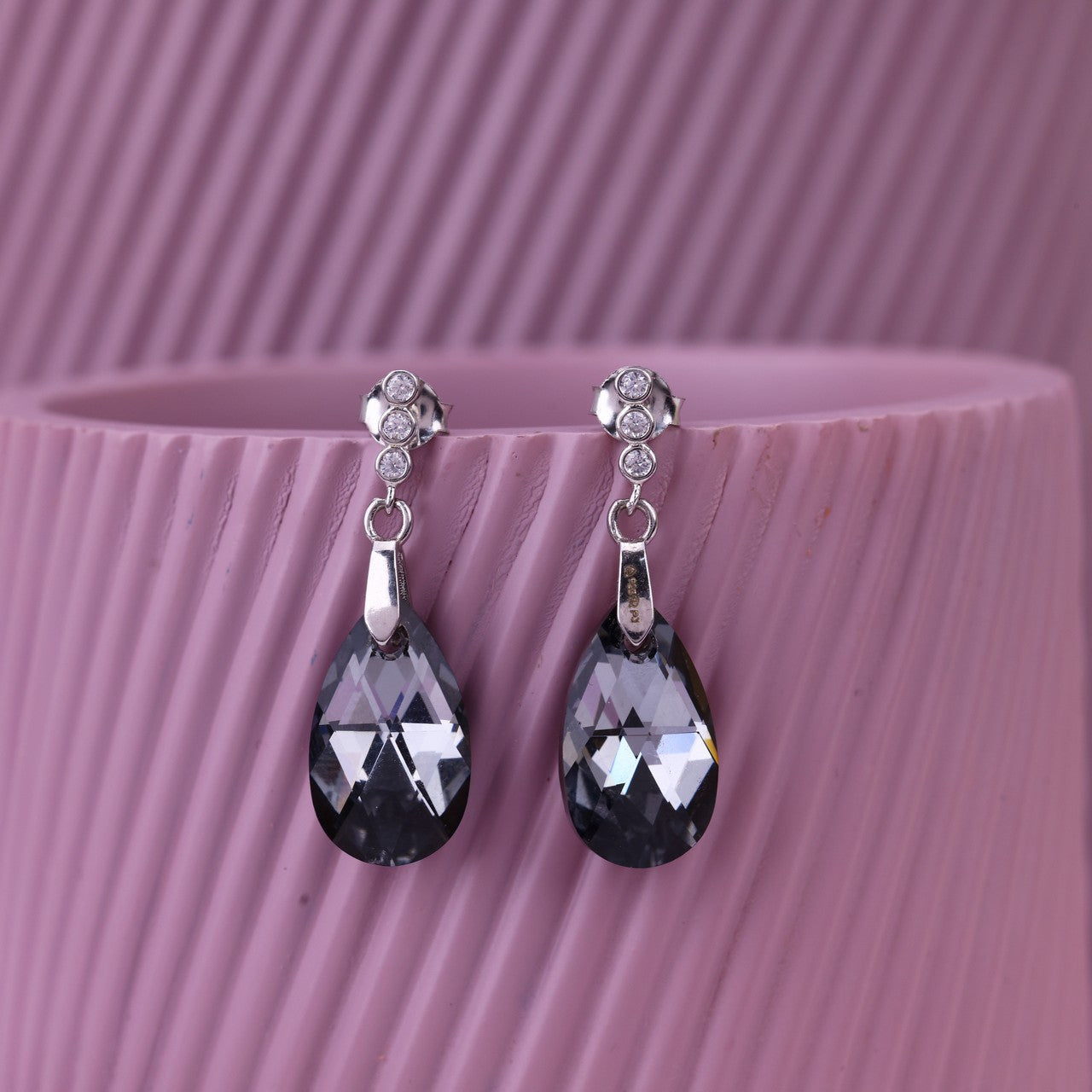 Sterling Silver Black Stone Jewellery Set | Party Wear