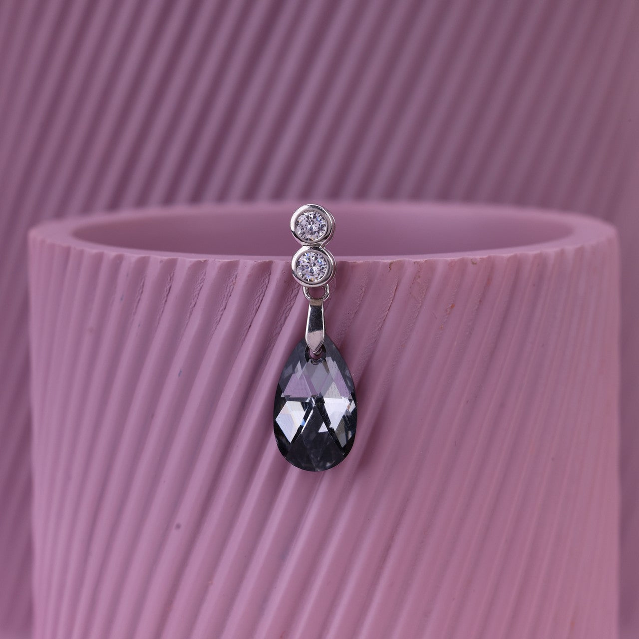 Sterling Silver Black Stone Jewellery Set | Party Wear