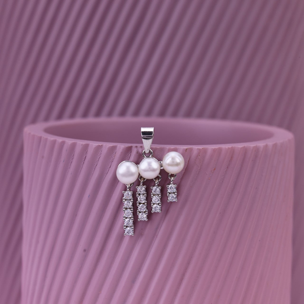 Triple Zircon Drop Pearl Jewellery For Women