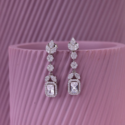 925 Silver Long CZ Drop Pendant Set | Designer Cubic Zirconia