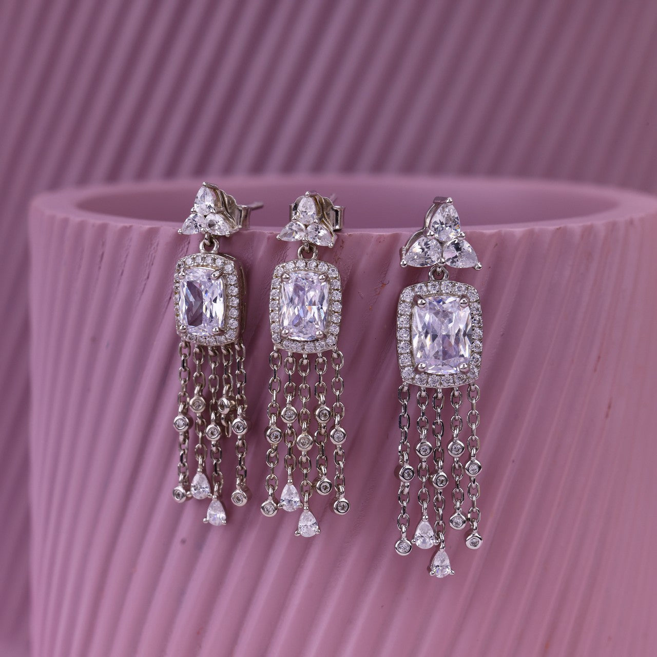 92.5 Sterling Silver Pendant & Earring Set | Designer CZ Stone Jewellery for Women