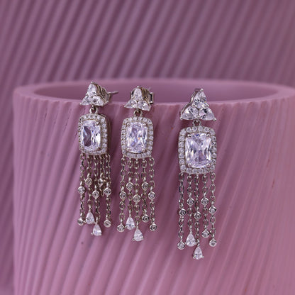 92.5 Sterling Silver Pendant & Earring Set | Designer CZ Stone Jewellery for Women