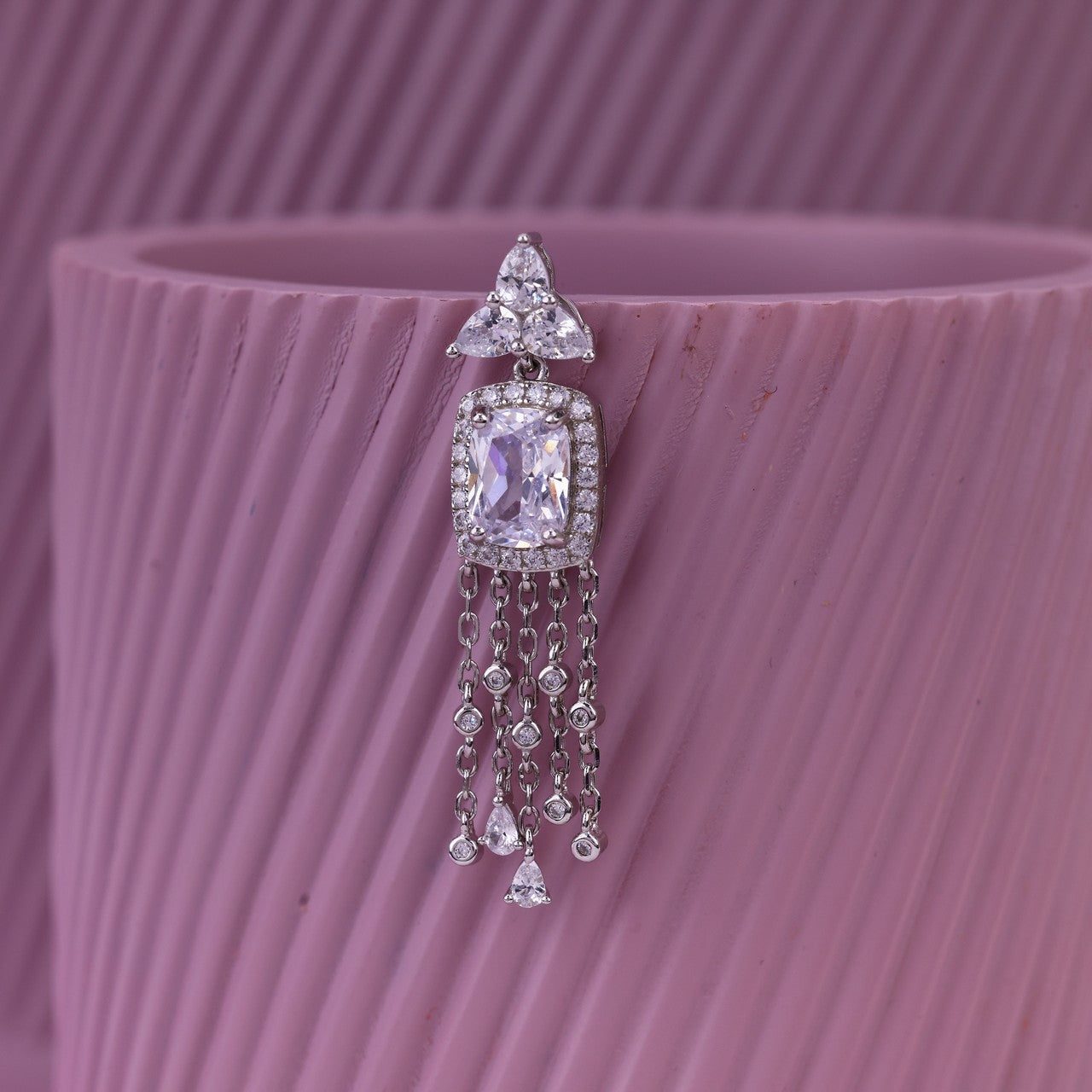 92.5 Sterling Silver Pendant & Earring Set | Designer CZ Stone Jewellery for Women