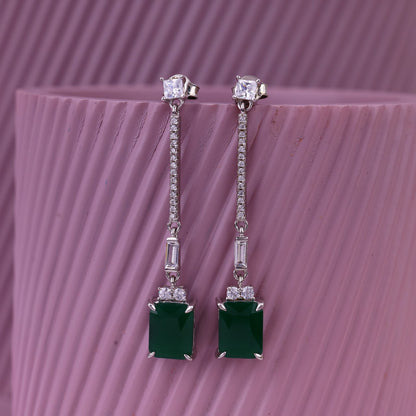 Sterling Silver Green Stone Set | Elegant Party Wear