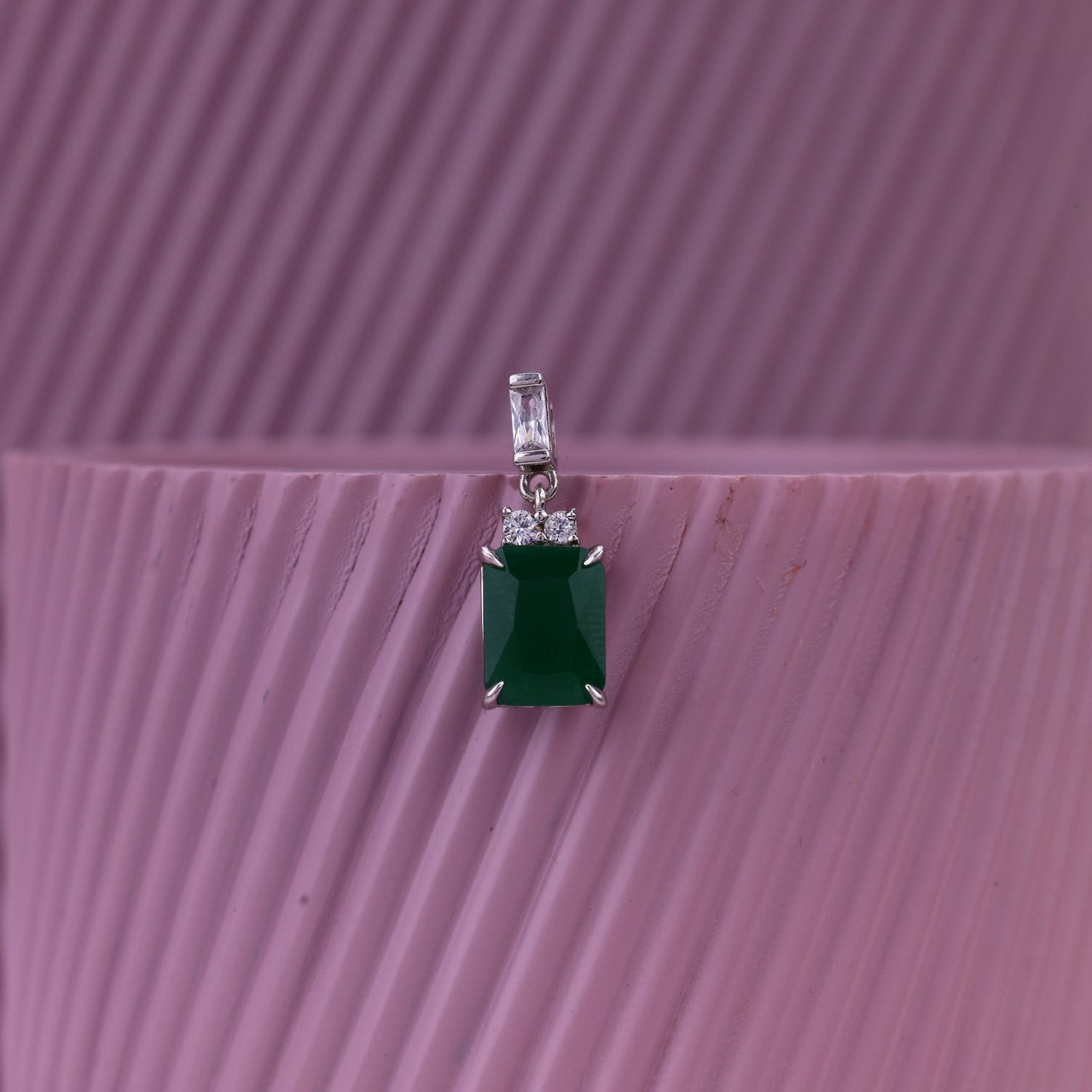 Sterling Silver Green Stone Set | Elegant Party Wear