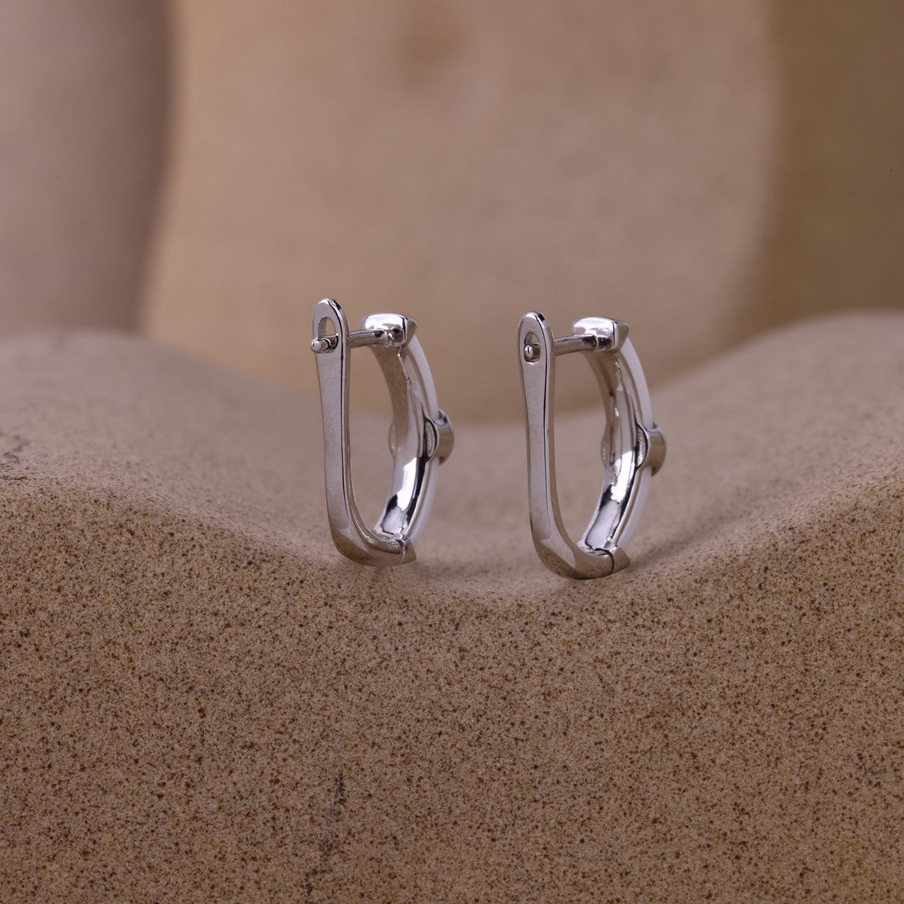 White Ceramic minimal Lock Earrings