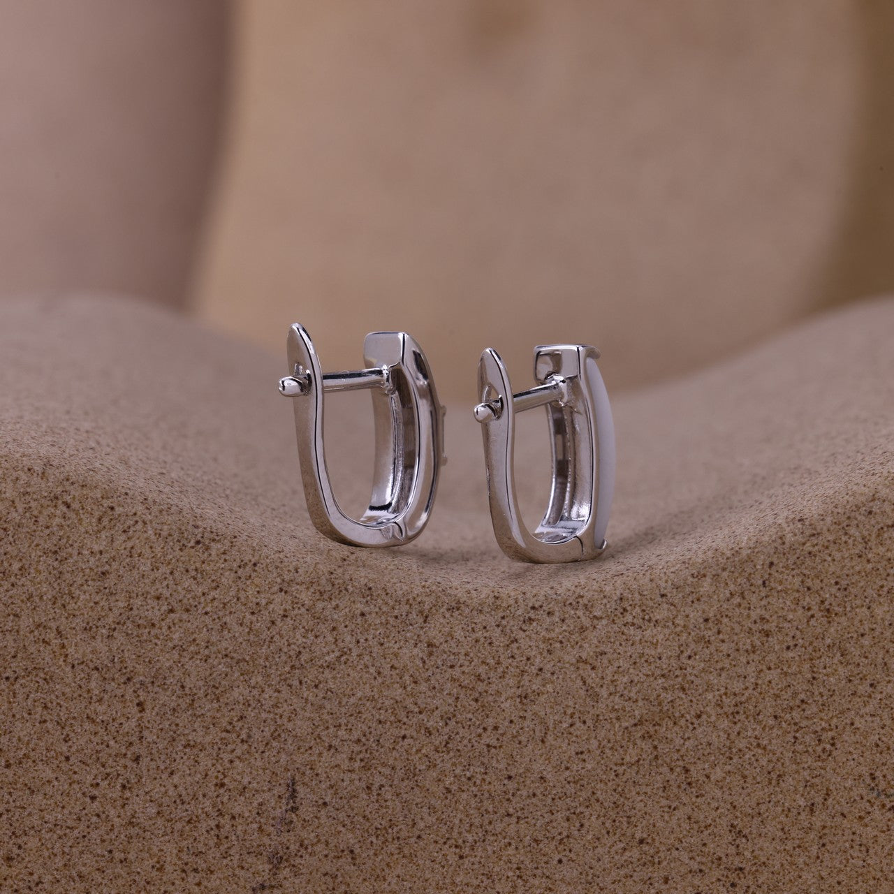 Dual Aura J-Lock Ceramic Earrings- 925 SIlver