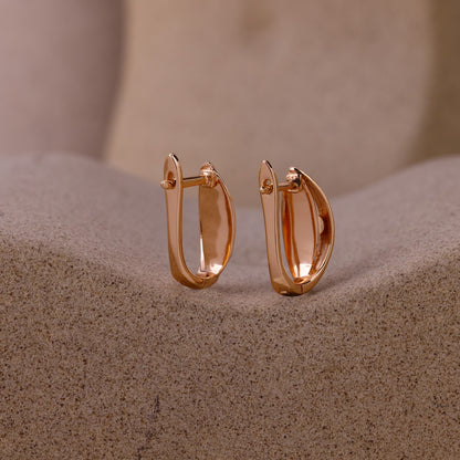 Single Stone Eye Curve Earrings- 925 Rose Silver