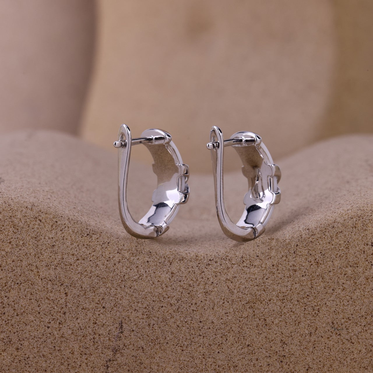 Pure Cross J-Style Minimal Earrings- 925 Silver