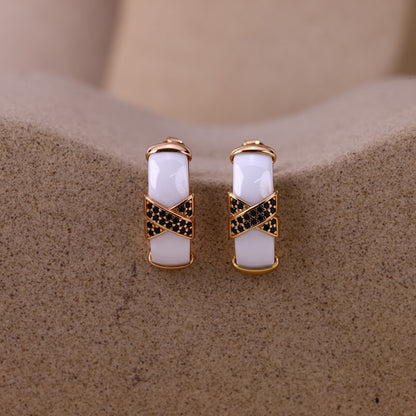 White Frost X-Point Earrings- Rose Edition