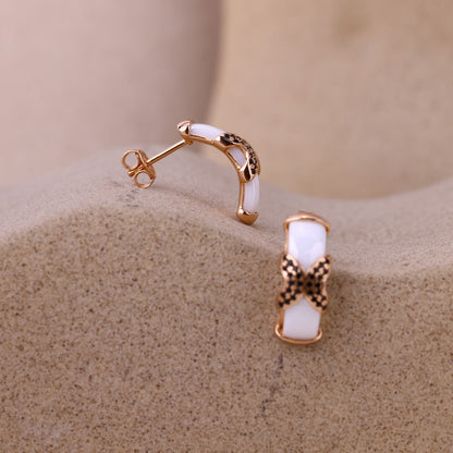 Little X Mark Ceramic Earrings- Rose Silver