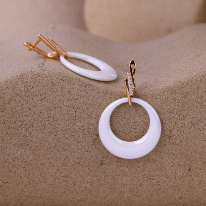 Triple Bar Sparkle Ceramic Earrings- Rose-Silver Finish