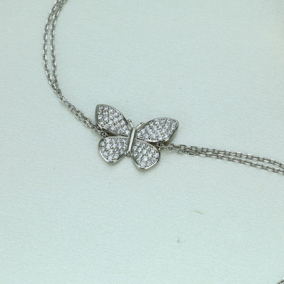 92.5 Sterling Silver Butterfly Bracelet with Sparkling CZ Stones