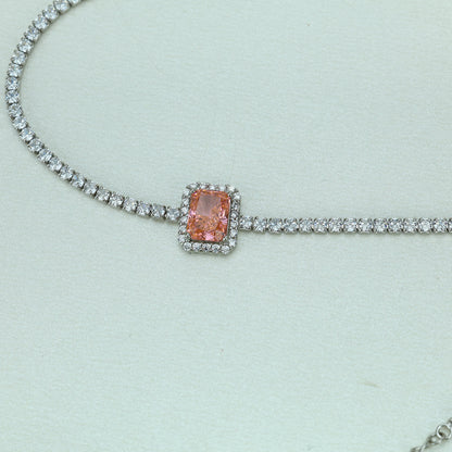 Princess Pink Tennis Bracelet In Pure 92.5 Silver