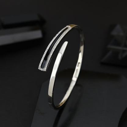 Sleek Minimalist 92.5 Silver Bracelet | Modern Open Bracelet For Women