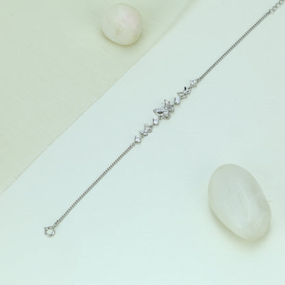 Diamond- Look Butterfly Motif Bracelet- 92.5 Silver