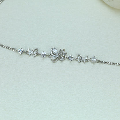 Diamond- Look Butterfly Motif Bracelet- 92.5 Silver