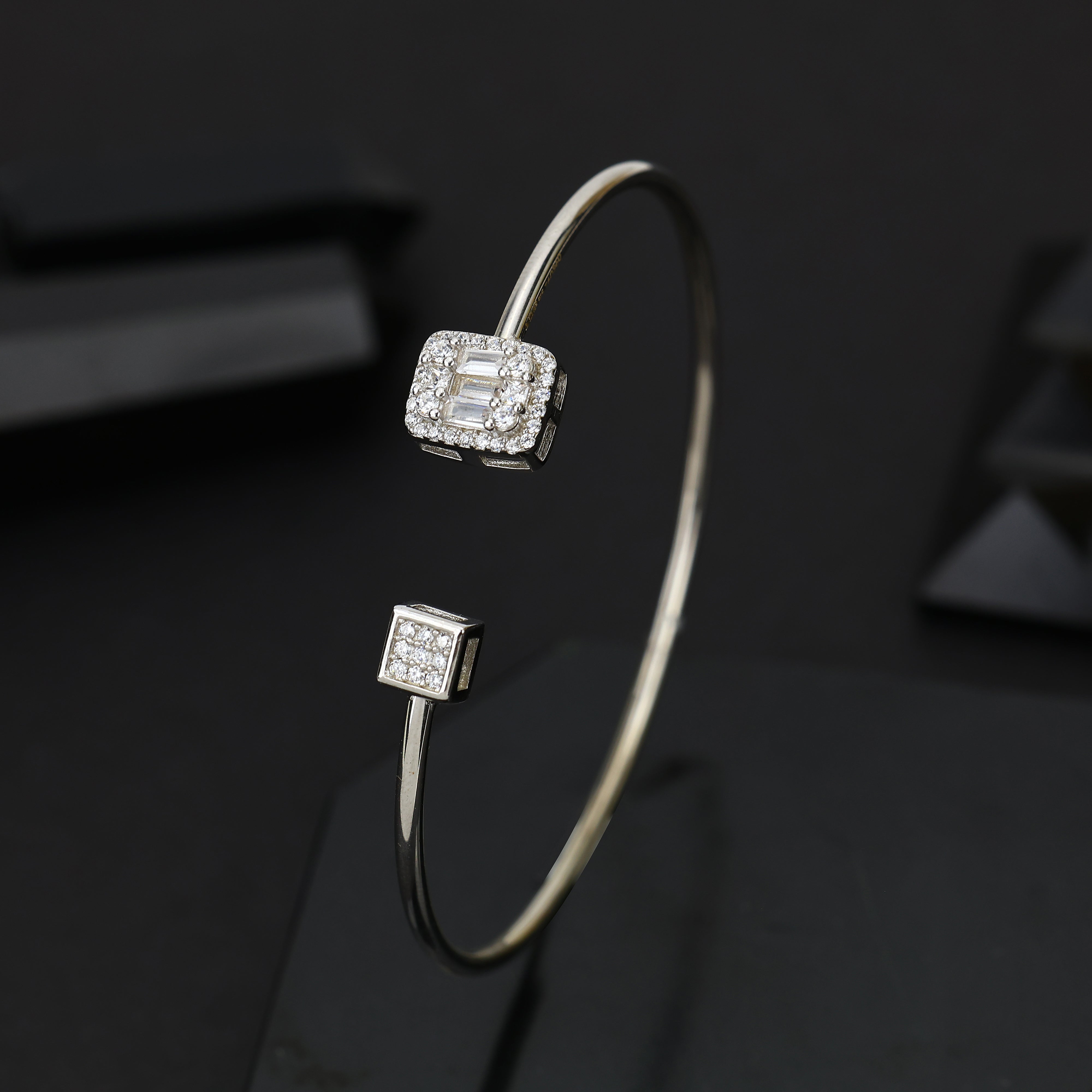Regal Duo 92.5 Silver Open Bangle Bracelet