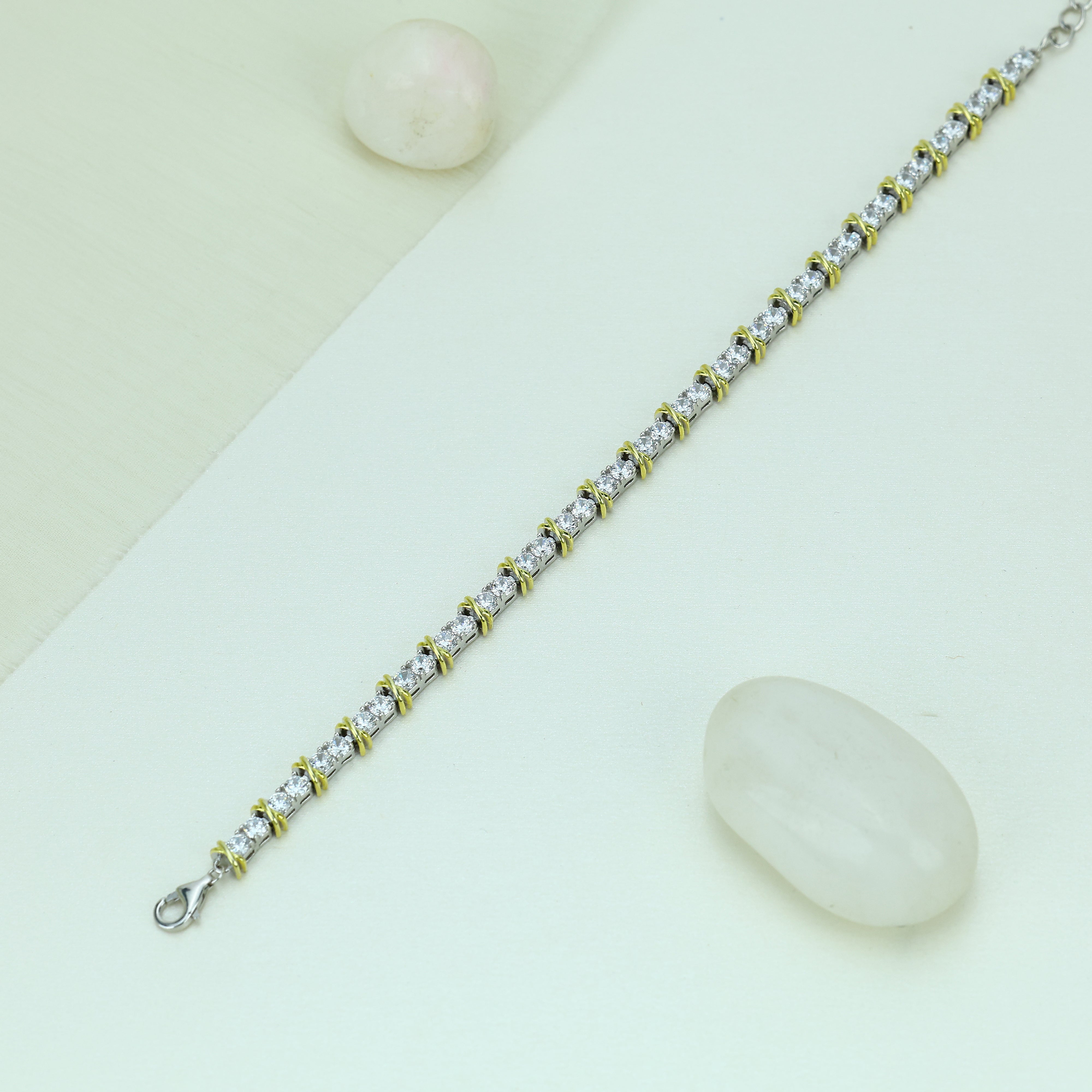 Gold Accent Tennis Bracelet In Sterling Silver