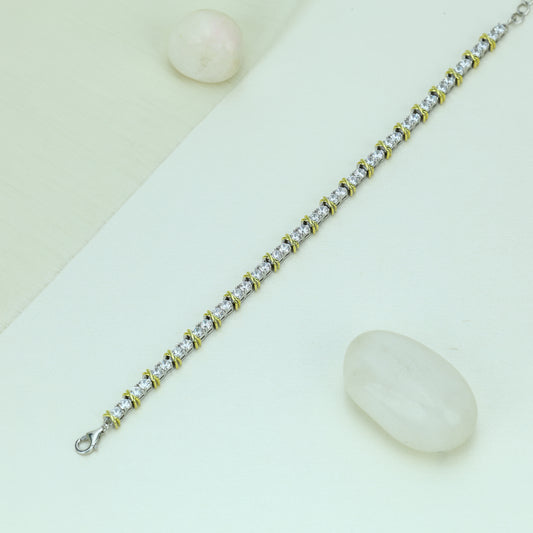 Gold Accent Tennis Bracelet In Sterling Silver