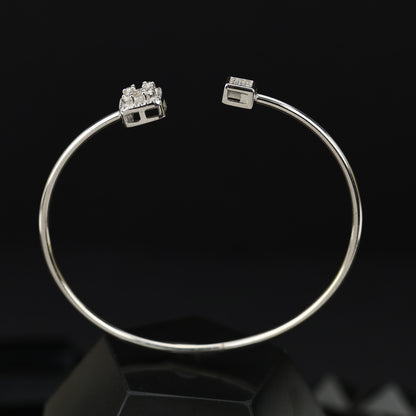 Regal Duo 92.5 Silver Open Bangle Bracelet