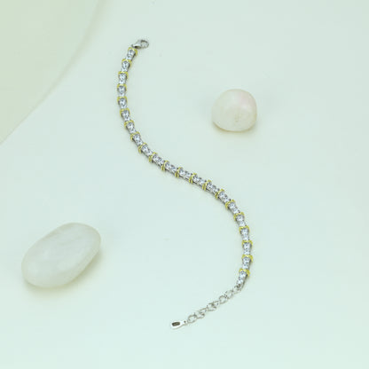 Gold Accent Tennis Bracelet In Sterling Silver