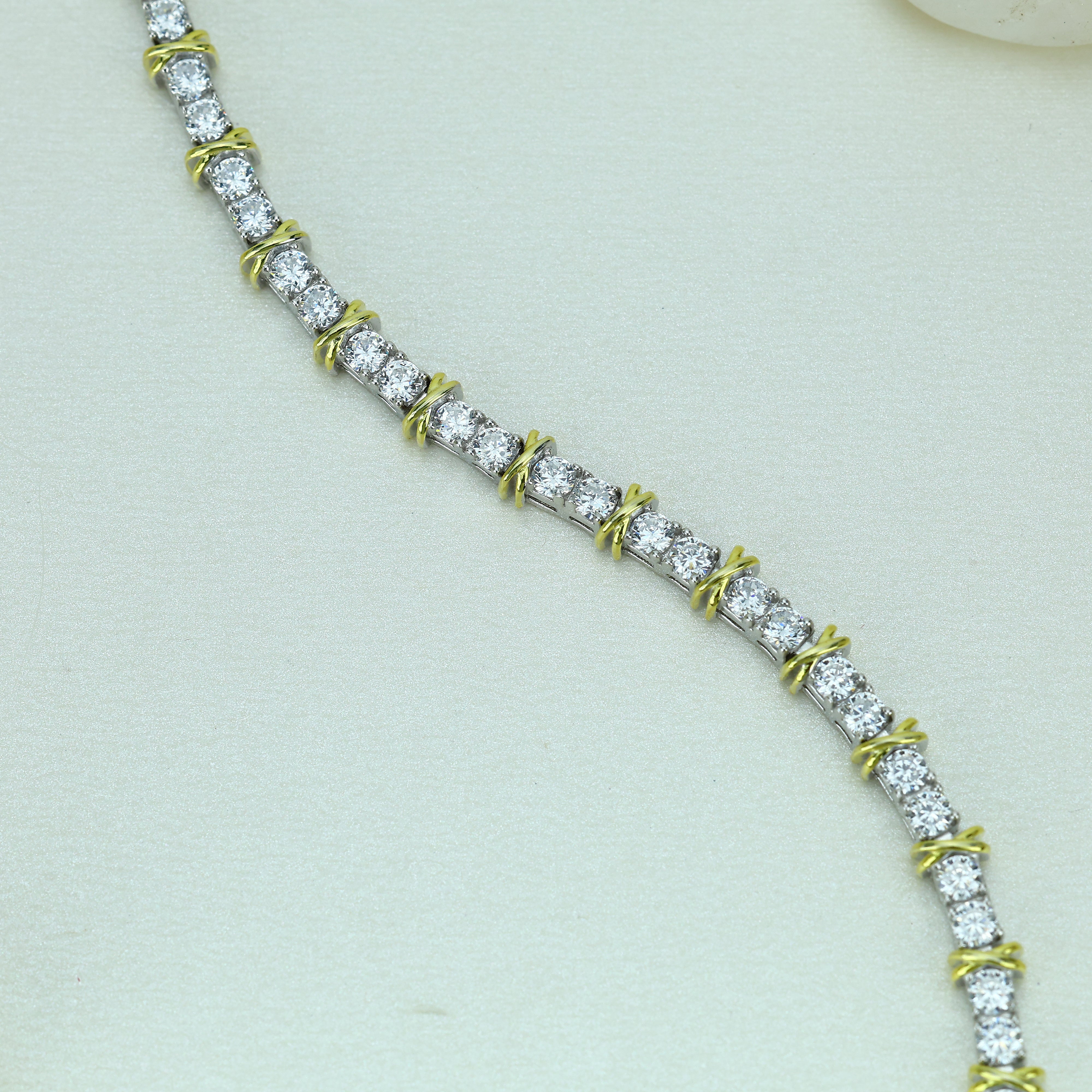 Gold Accent Tennis Bracelet In Sterling Silver